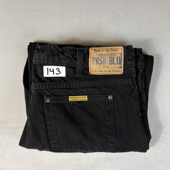 Prsn Blu Denim Made By Real Inmates USA Men's Jeans Black  Size 40x30 Cotton - Picture 11 of 11